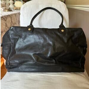 Vintage Versace leather duffle bag travel tote black gold Medusa studded